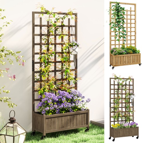 Wooden trellis planter raised - trellis, planter,
