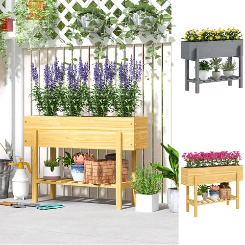 Wooden raised garden bed with - raised,