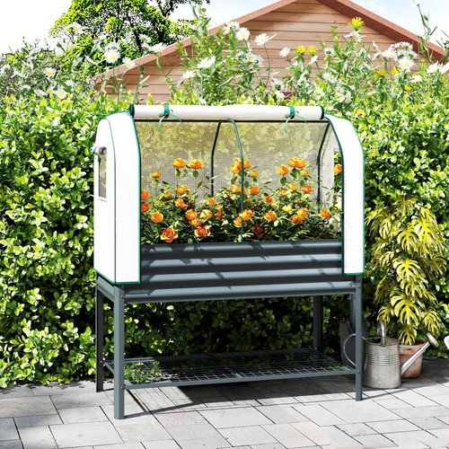 Galvanised raised planter - raised, with