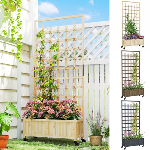 Wooden trellis planter - wooden, raised